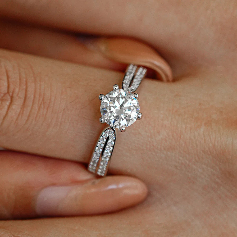 Classic Fashion Women Luxury Fine Jewelry 3ct 3.0ct 3 Carat 9mm Moissanite S925 Sterling Silver Engagement Wedding Rings Gift