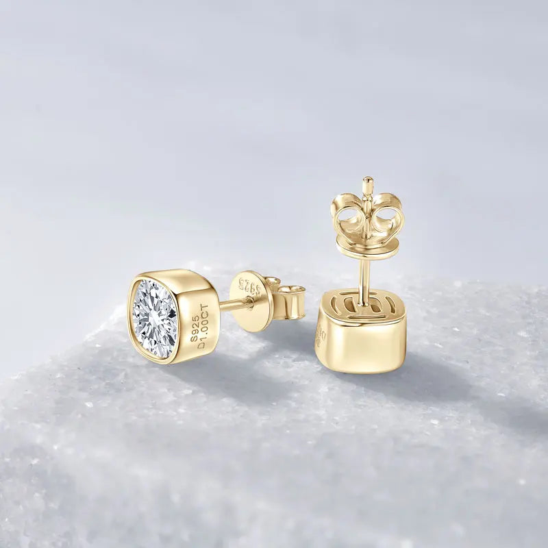 Classic Simple Square Shape 6x6mm 1.0ct Moissanite 925 Sterling Silver Studs Earring for Women Men with GRA