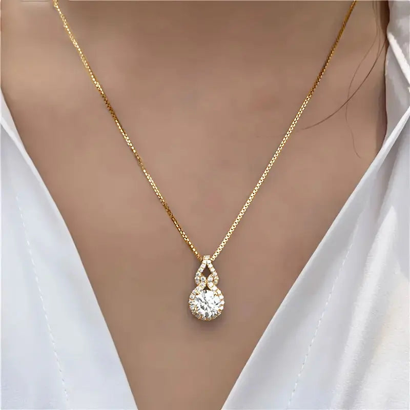 GRA Certified 925 Sterling Silver 8mm Classic 2ct Moissanite Pendant Necklace Diamond Charm for Women