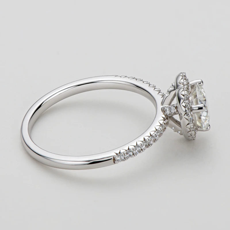Classic Fashion Women Luxury Round Cut 1ct 1.0ct 1 Carat 6.5mm Moissanite S925 Sterling Silver Heart Wedding Rings Gift