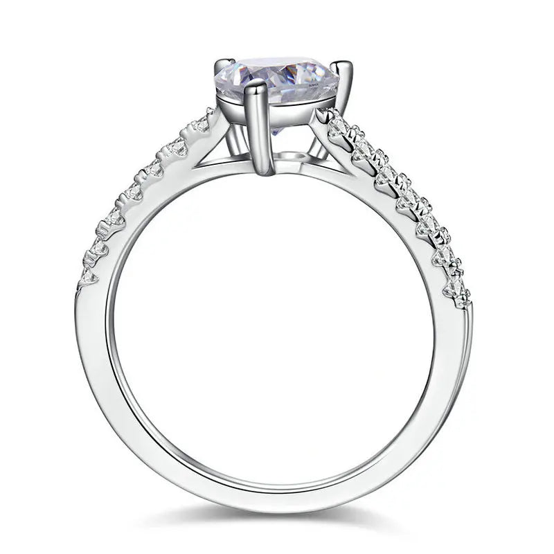 Women's 925 Sterling Silver Wedding Engagement Ring 6.5*6.5mm 1ct VVS Three Prong Heart Moissanite GRA Certificated