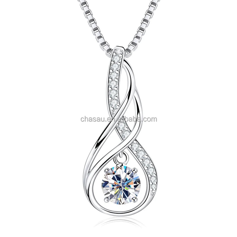 Women Men Birthday Party Gift 925 Silver Infinity Tree of Life Heart Pendant Necklace D Color Moissanite Necklace