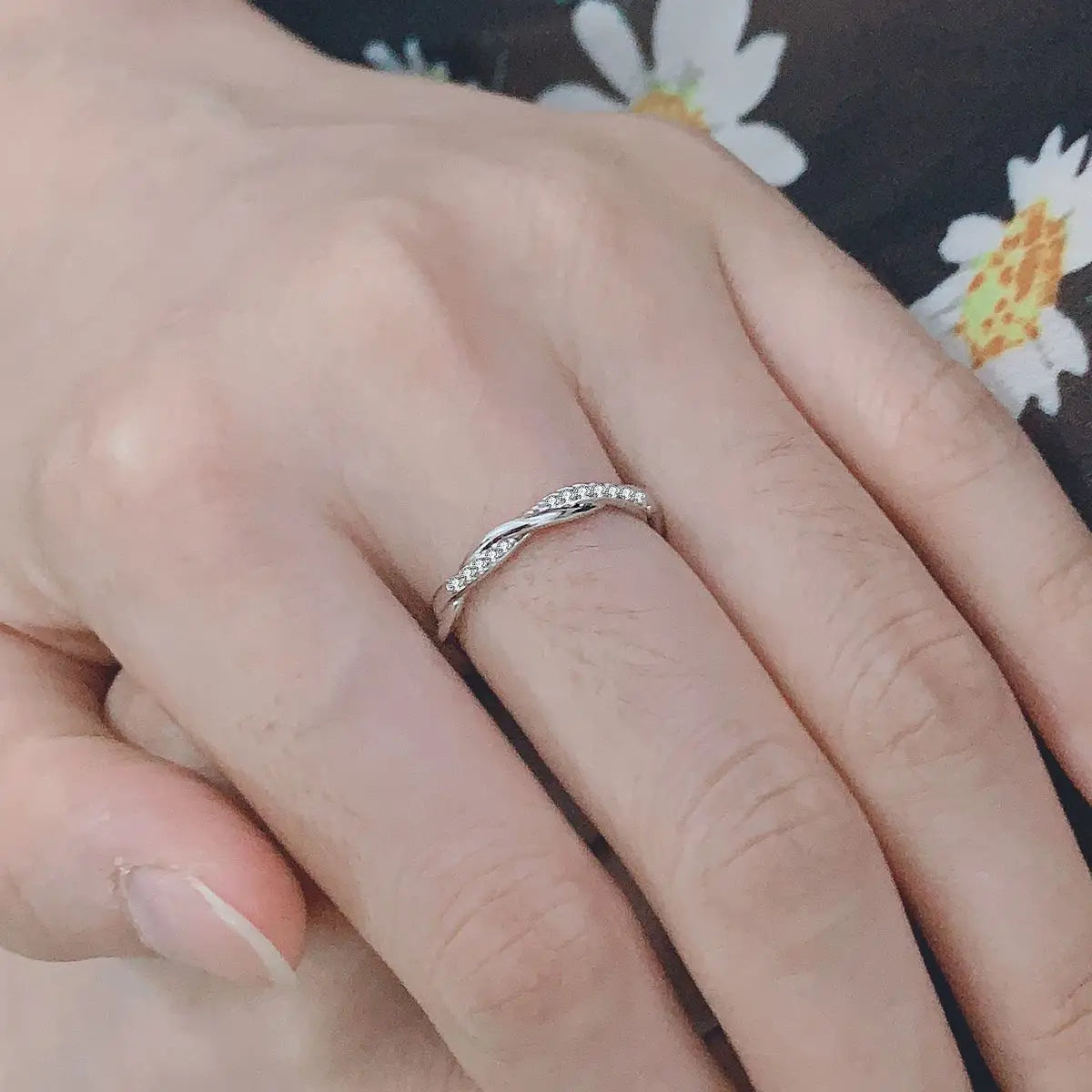 Jewelry Promise Wedding 925 Sterling Silver Round Cut 1.3mm Twist Shank Moissanite Fashion Full Eternity Band Ring