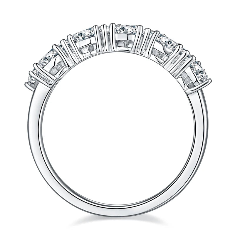 100% Silver 925 Sterling Rings White Gold Plated Trillion Cut 1.0ct 3x3mm Moissanite Half Eternity Bands Ring for Women Jewelry