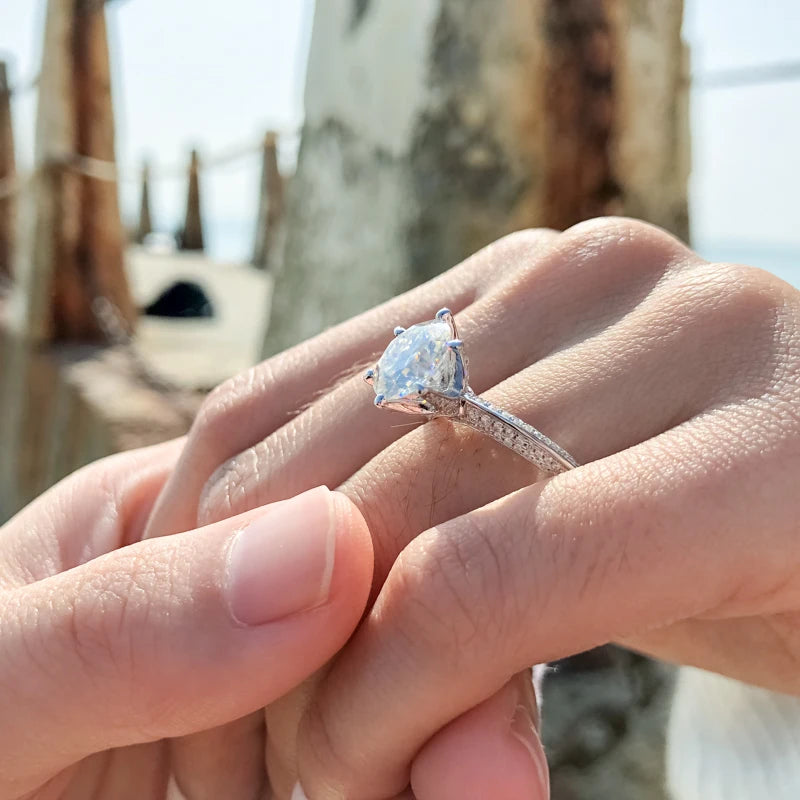 High Quality Fashion Women Luxury Fine Jewelry 3ct 3.0ct 3 Carat 9mm Moissanite S925 Sterling Silver Wedding Engagement Rings
