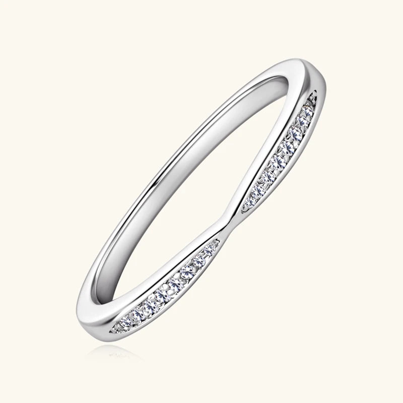 Wedding Jewelry Gifts Stackable Thin Ring Half Eternity Moissanite Bands 925 Sterling Silver Rings for Women with Certificate