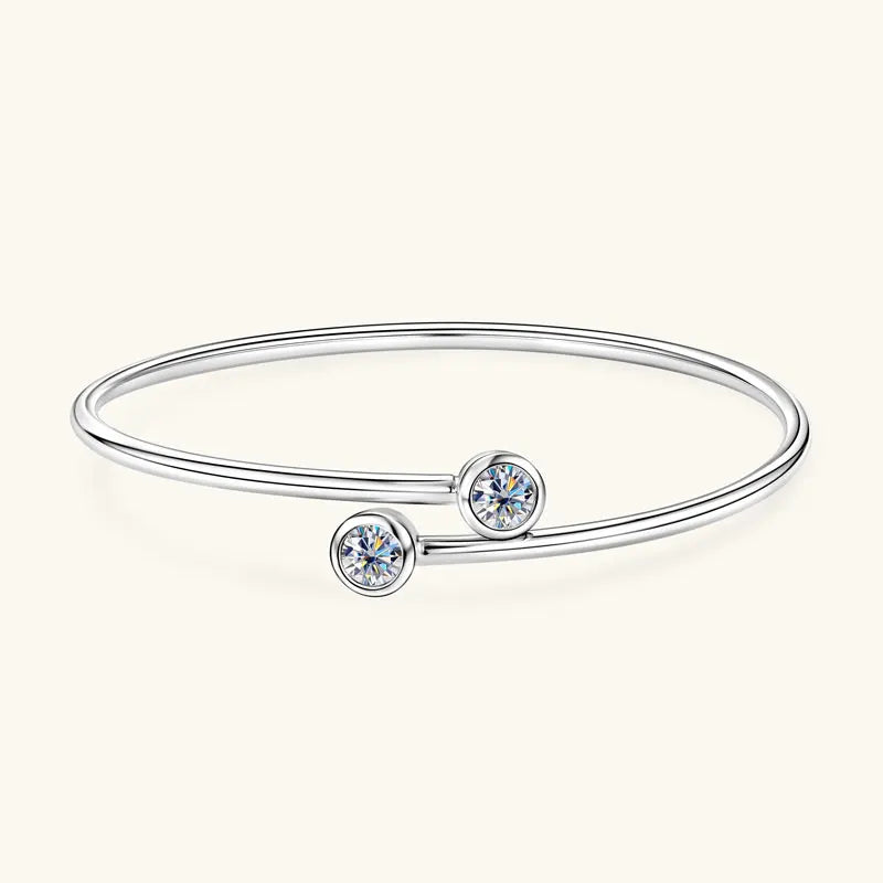 Hot Selling 925 Sterling Silver Trendy Open Flexi Fashion Round Shape Bracelet 5mm (0.5ct) Moissanite Adjustable Parties Gifts