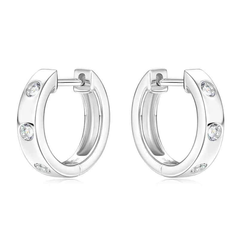 Wholesale Bulk Women Moissanite Jewelry 925 Silver Forever 2.5mm Moissanite Diamond Huggie Hoop Earrings for Men Women