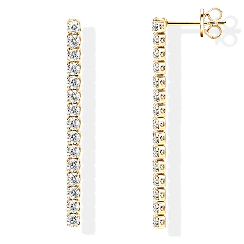 Fashion Jewelry Gift 1.80cttw 2.5mm Moissanite Dangle 925 Sterling Silver Long Tassel Stud Earrings for Women