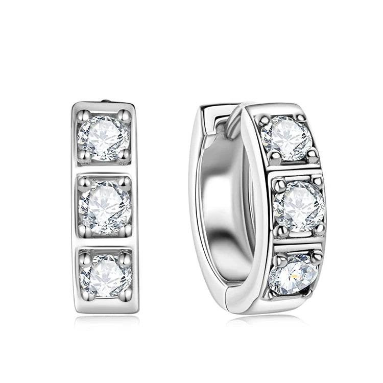 Sparkling Jewelry D Color Black 3.0mm 0.1ct Moissanite Diamond 925 Sterling Silver Huggie Hoops Stud Earrings for Men