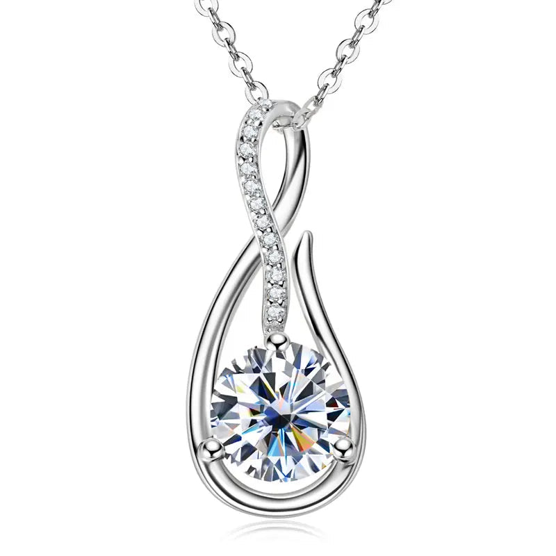 100% Original 925 Silver 6.5mm 8mm D VVS1 Moissanite Diamond 1ct 2ct Chains Infinity Pendant Necklaces for Women