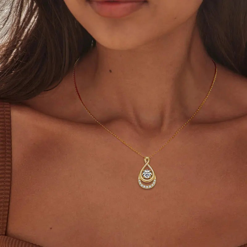 Luxurious Jewelry 925 Sterling Silver Necklaces 6.5mm 1.0 Carat Moissanite Waterdrop Infinity Pendant Necklace for Women