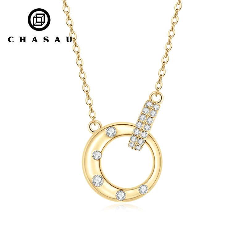 New Arrival Christmas Jewelry Charms 925 Silver 1.8mm&1.6mm&1.4mm&1.1mm Moissanite Fine Intertwined Circle Necklace for Women