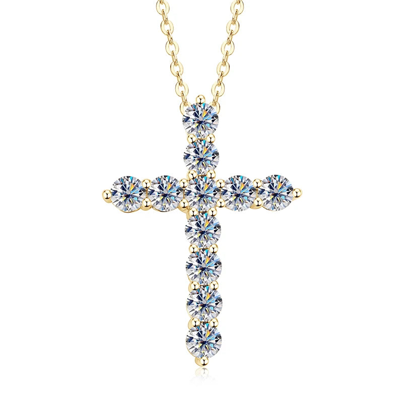 2.2mm&2mm&1.8mm&1.5mm&1.2mm1.1mm&1mm&0.9mm Moissanite Cross Pendant Necklace Silver 925 for Christian Women Men