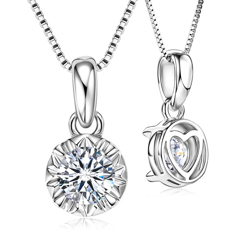 Manufacturer Delicate Necklace 925 Silver 6.5mm 8mm 9mm Round White D Color VVS1 Moissanite Solitaire Pendant Necklace