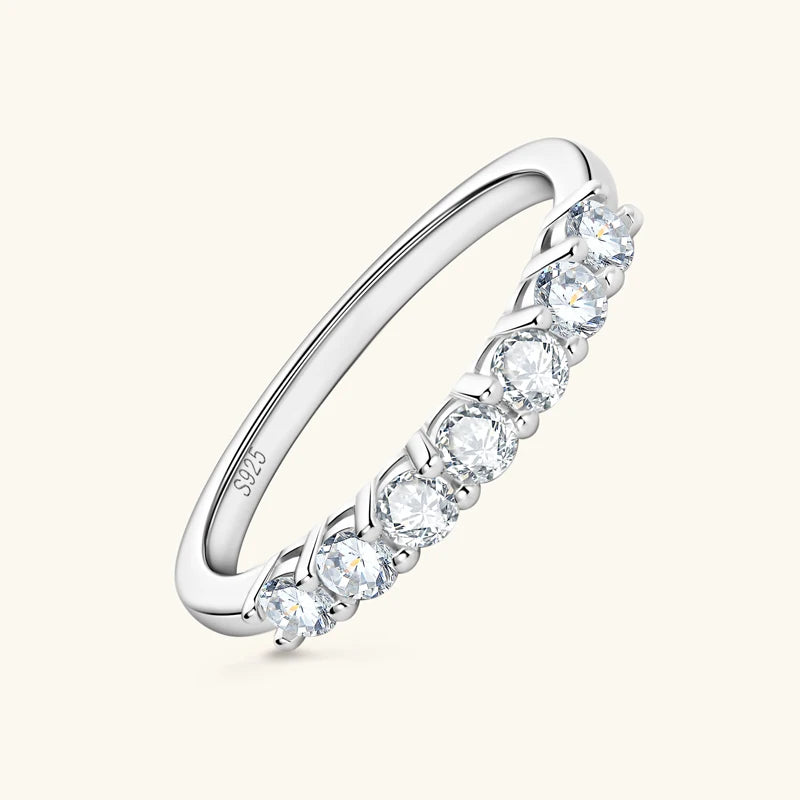 Chasau High Quality Fashion Women Luxury Ladies 7-Stone Moissanite S925 Sterling Silver Engagement Wedding Ring for Gift