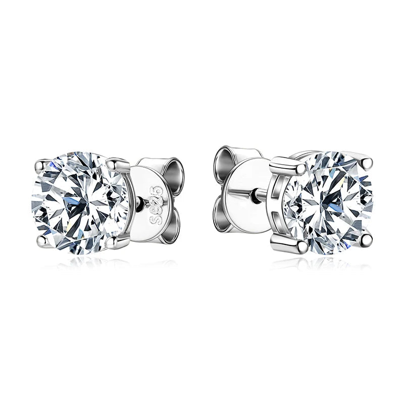 Passed Diamond Test Excellent 3.0CT 4CT 5CT Moissanite 925 Sterling Silver Perfect Cut Stone Stud Earrings for Lady