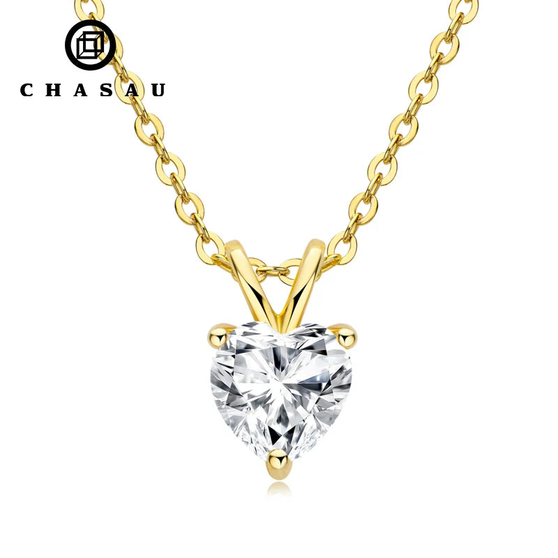 Sparkling Created Diamond 1CT Heart Shining Cut D Color Pendant 925 Silver Simulated Moissanite Engagement Necklace