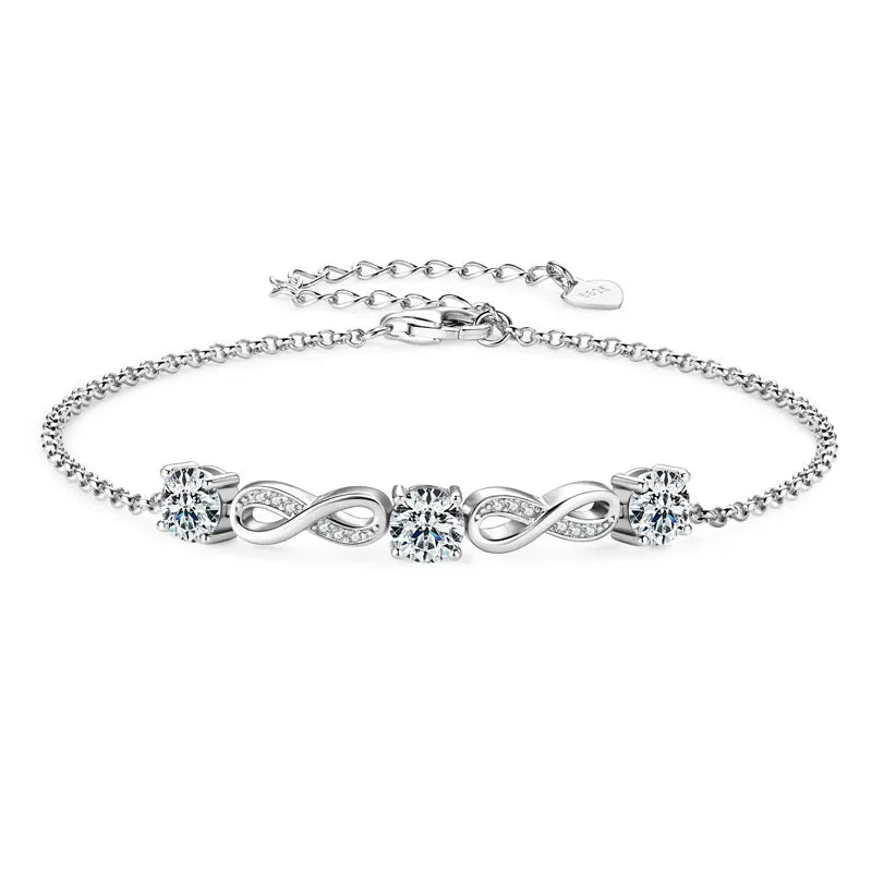 Chasau Luxury Fashion Custom 5mm Full D Moissanite Infinity Bracelets for Women Minimalist 925 Pure Silver Elegant Jewelry