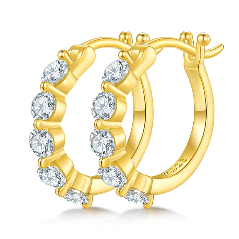 Trending Jewelry for Woman 925 Sterling Silver Hoops 3mm 0.1ct D Moissanite Stud Earrings