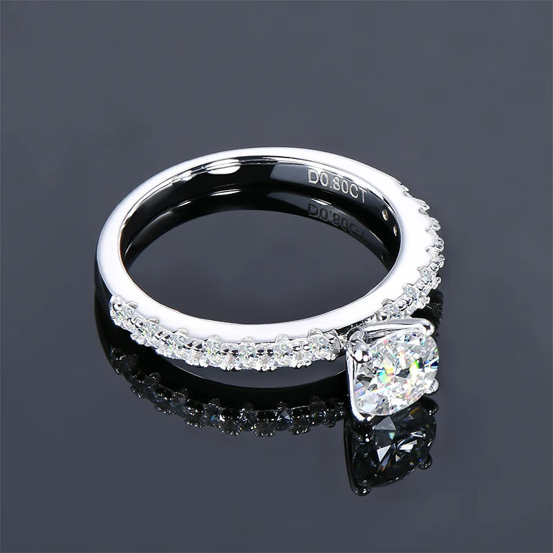 Many Years Factory with GRA Certification 6mm 0.8CT Moissanite S925 Sterling Silver Engagement Ring for Women