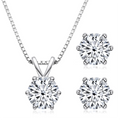 Chasau Wedding 925 Sterling Silver 6.5mm Round Oval Cut 1.0ct VVS Moissanite Earrings & Pendant Necklace Jewelry Set for Women