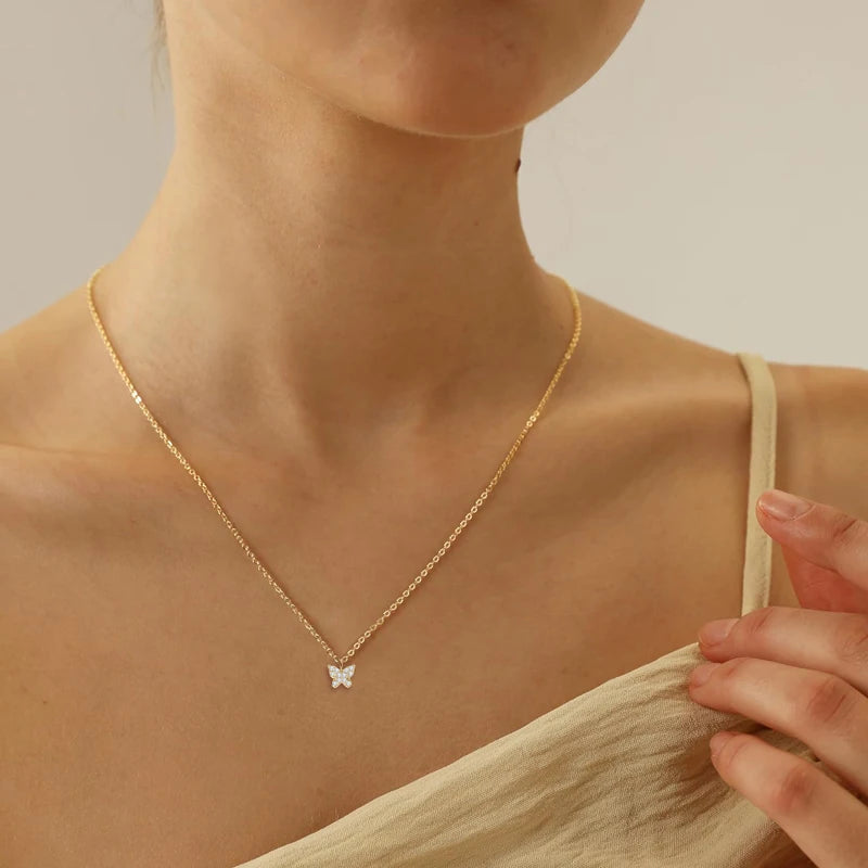 Chasau New Arrivals D Color Moissanite Pendant 925 Sterling Silver Nature Knot Bowknot Rope Butterfly Pendant Necklace for Women