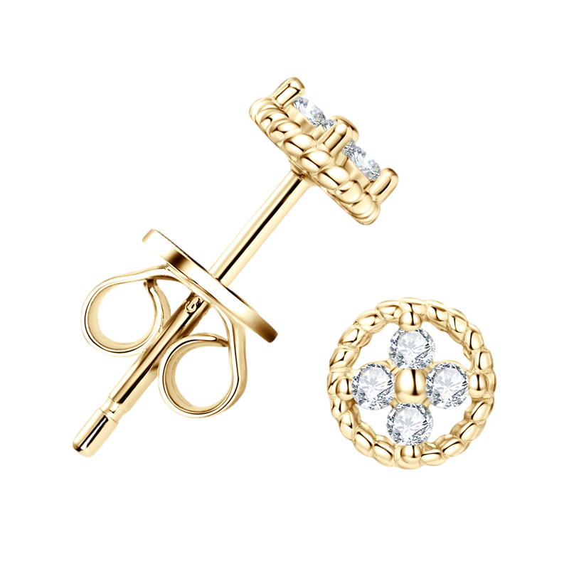 New Design Mini 925 Silver 1.3mm 0.01CT D Color VVS1 Moissanite Twisted Edge Round Stud Earrings for Women with GRA
