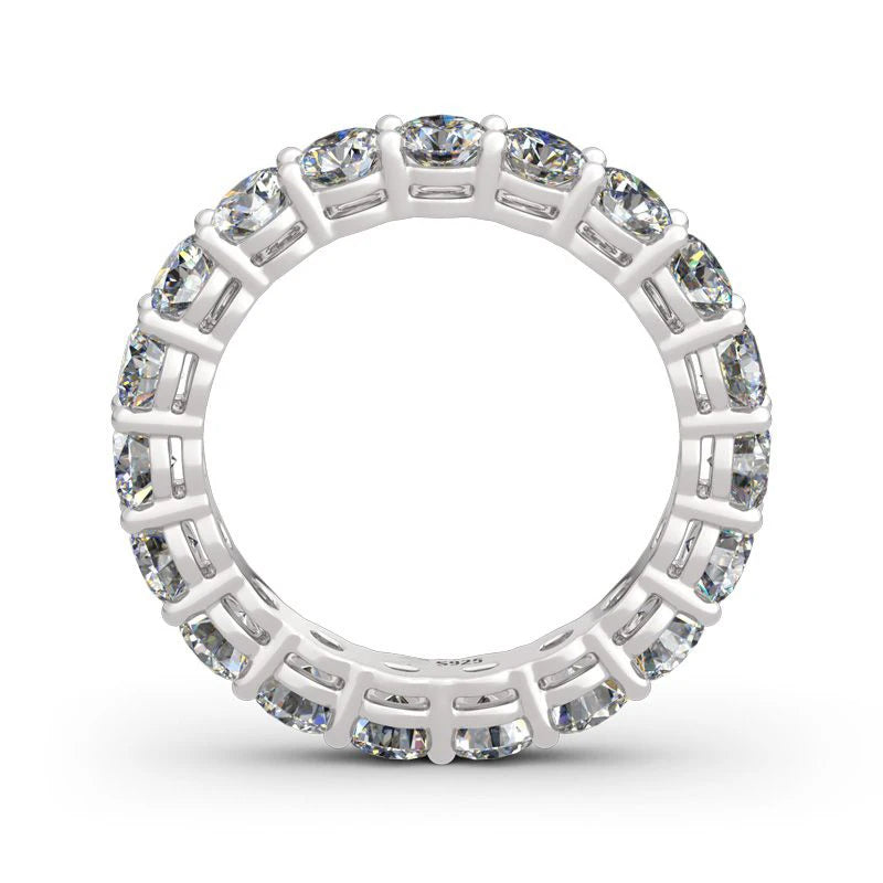 Fashion Women Jewelry 3mm 0.1CT Moissanite 925 Sterling Silver Personalized Eternity Band Tennis Ring for Women