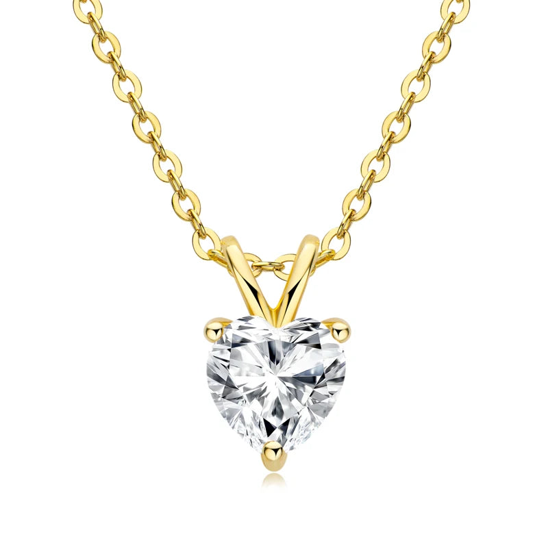 Sparkling Created Diamond 1CT Heart Shining Cut D Color Pendant 925 Silver Simulated Moissanite Engagement Necklace