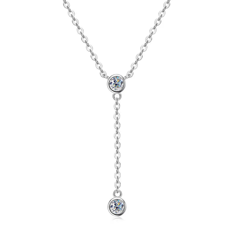 High Quality Dainty Choker Chain 925 Silver Clad 3mm 0.10ct Round Moissanite Necklace Fashion Hanging Ladies Necklace