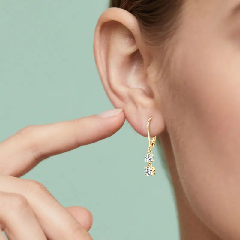 Fashion Sterling Silver 4.5mm 0.40ct 4mm 0.30ct Round Moissanite Leverback Earrings Women's Stud-Style Dangle Drop Earrings