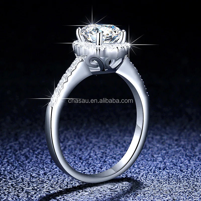 Custom 925 Sterling Silver Engagement Ring with 3ct Moissanite Diamond 0.5 1 2 3 Carat for Women Jewelry