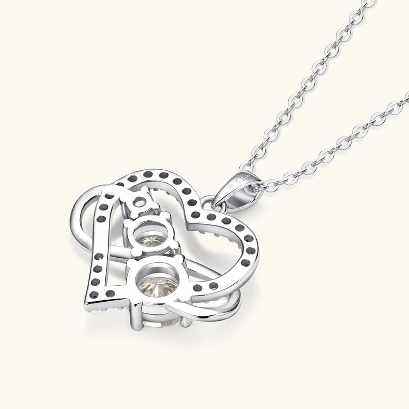 Fashion Jewelry 925 Sterling Silver Infinite Love Heart Pendant Necklace Round Moissanite Ladies Necklaces for Women