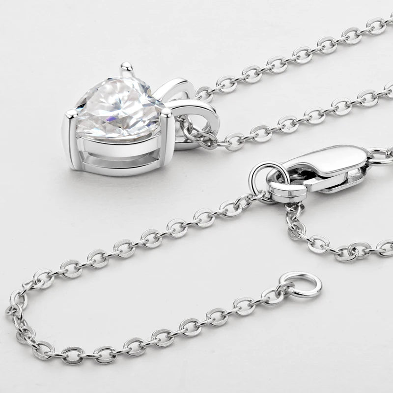 Sparkling Created Diamond 1CT Heart Shining Cut D Color Pendant 925 Silver Simulated Moissanite Engagement Necklace