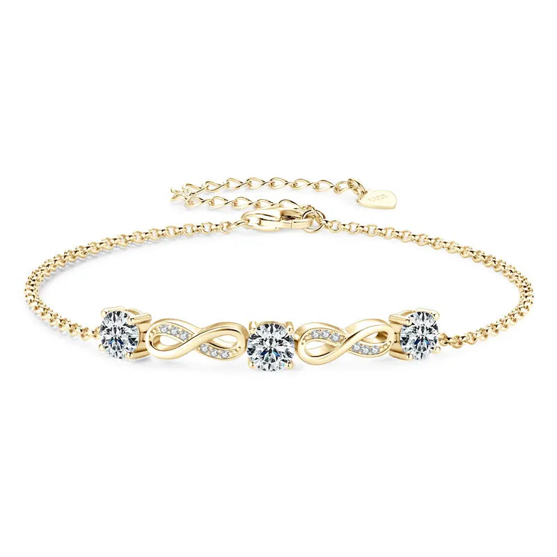 Chasau Luxury Fashion Custom 5mm Full D Moissanite Infinity Bracelets for Women Minimalist 925 Pure Silver Elegant Jewelry
