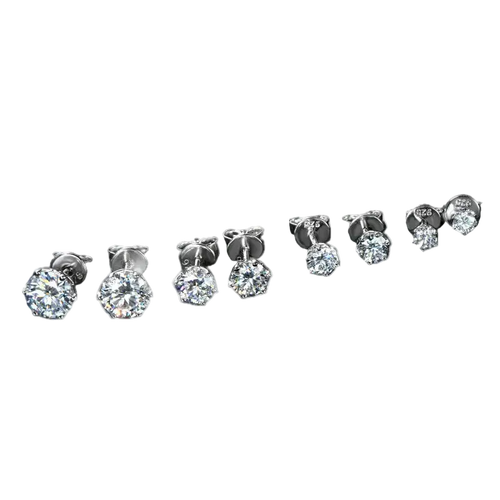 925 Sterling Silver Mossanite 3mm 4mm 5mm 6.5mm 8mm D Color VVS 0.1ct 0.3ct 0.5ct 1ct 2ct Moissanite Stud Earrings