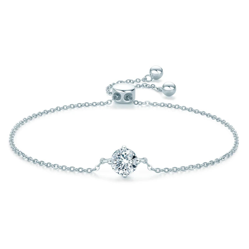 Best Selling Trendy Fashion Women Luxury Fine Jewelry 1ct 1.0ct 1 Carat 6.5mm Moissanite S925 Sterling Silver Bracelets Bangles