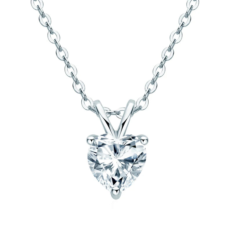 Sparkling Created Diamond 1CT Heart Shining Cut D Color Pendant 925 Silver Simulated Moissanite Engagement Necklace