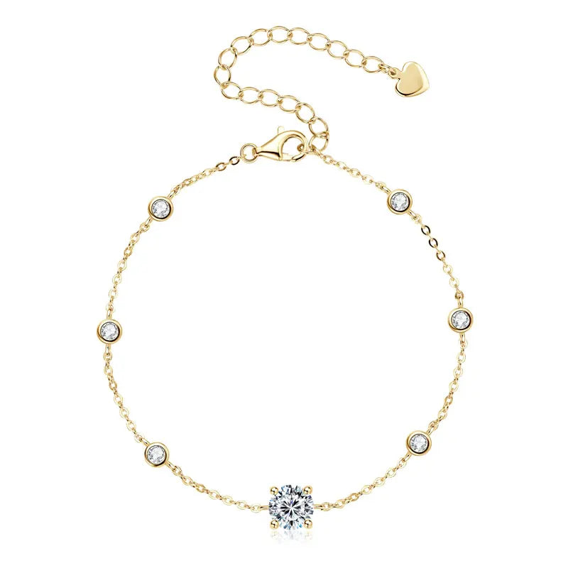 Original Charms 6.5mm&2.5mm D Color VVS1 Full Moissanite 925 Sterling Silver Chain Bracelets for Women with Gra Certificate