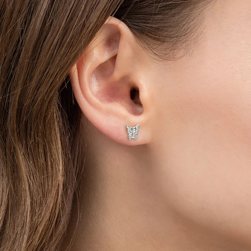 New Arrival D Color Moissanite Original 925 Sterling Silver Earrings Cute Bling Butterfly Stud Earring for Women