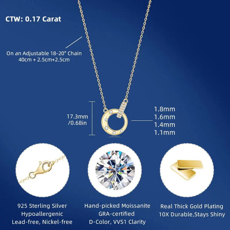 New Arrival Christmas Jewelry Charms 925 Silver 1.8mm&1.6mm&1.4mm&1.1mm Moissanite Fine Intertwined Circle Necklace for Women