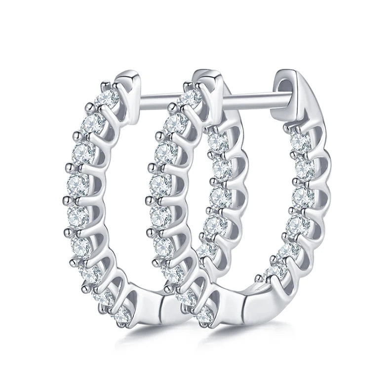 Hot Sale Classic 925 Sterling Silver 1.5MM 0.015CT Round Moissanite Hoop Cluster Stud Earrings Statement Earrings for Women