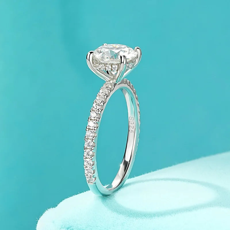 Wedding Classic Design 8mm 2.0ct Stackable Rings 2CT Engagement Bridal Finger Hidden Halo Ring for Women