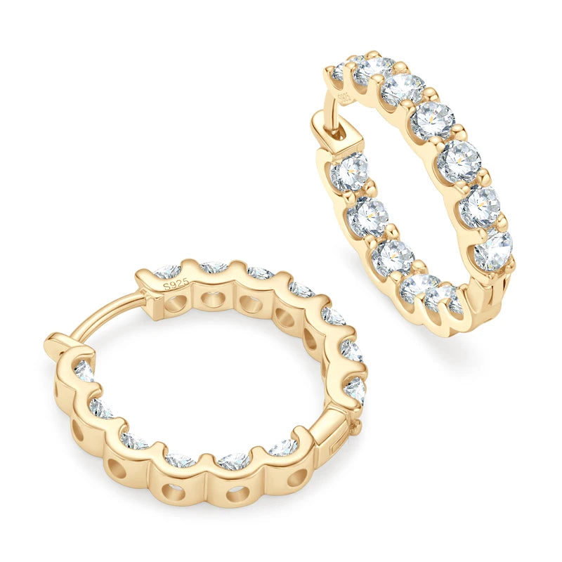Best Selling Single Row Sterling Silver 925 3mm 0.1CT Moissanite Drop Inlaid Hoop Earrings for Women