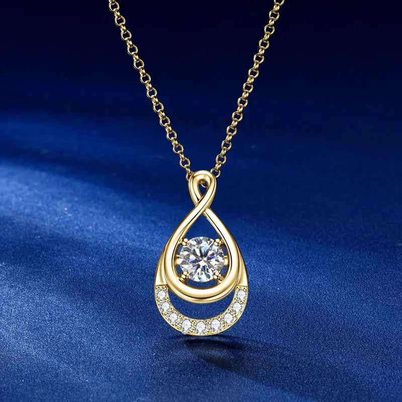 Luxurious Jewelry 925 Sterling Silver Necklaces 6.5mm 1.0 Carat Moissanite Waterdrop Infinity Pendant Necklace for Women