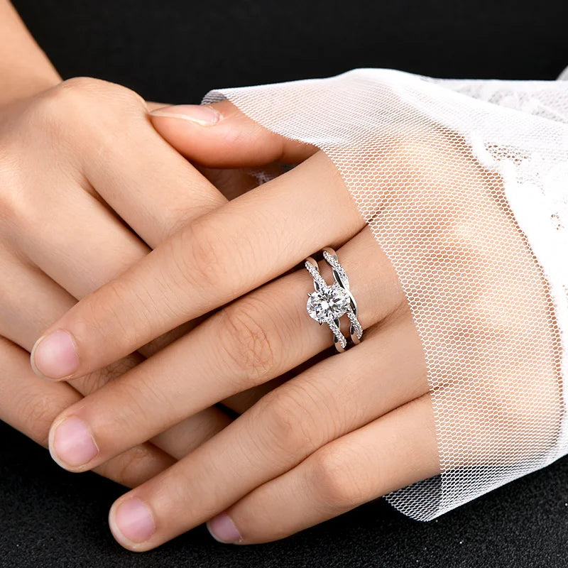 GRA Wedding Band Jewelry Ring Set 2CT Moissanite 925 Sterling Silver Oval Infinity Engagement Ring for Women