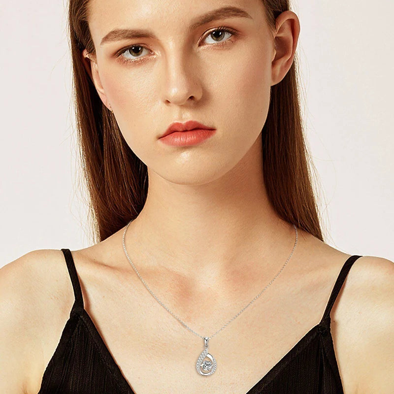High Quality Wedding Jewelry Gift 925 Sterling Silver D Color 6.5mm 1ct Moissanite Infinity Pendant Necklaces for Women