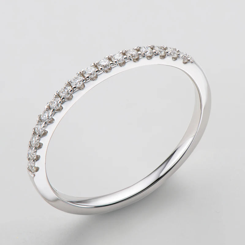 Best Selling Fashion Women Fine Jewelry 925 Sterling Silver 15pcs Moissanite Stones Wedding Band Engagement Ring for Women
