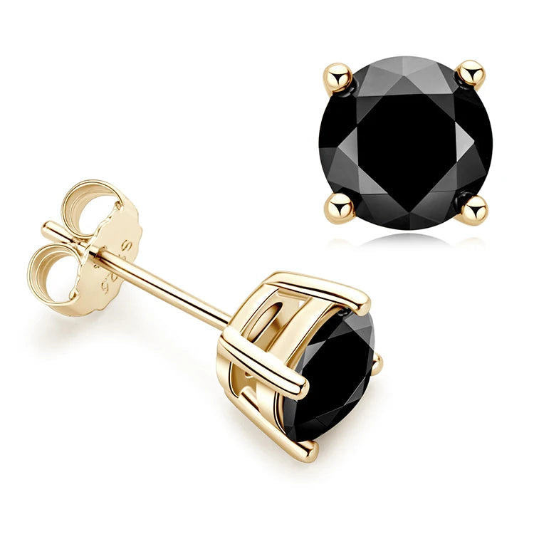 Passed Diamond Test Multi Choice 6.5mm 1ct 1.5ct 2.ct Moissanite 925 Sterling Silver Classic Black Stud Earrings for Men